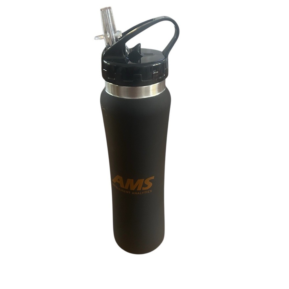 Black Water Bottle with Straw Lid